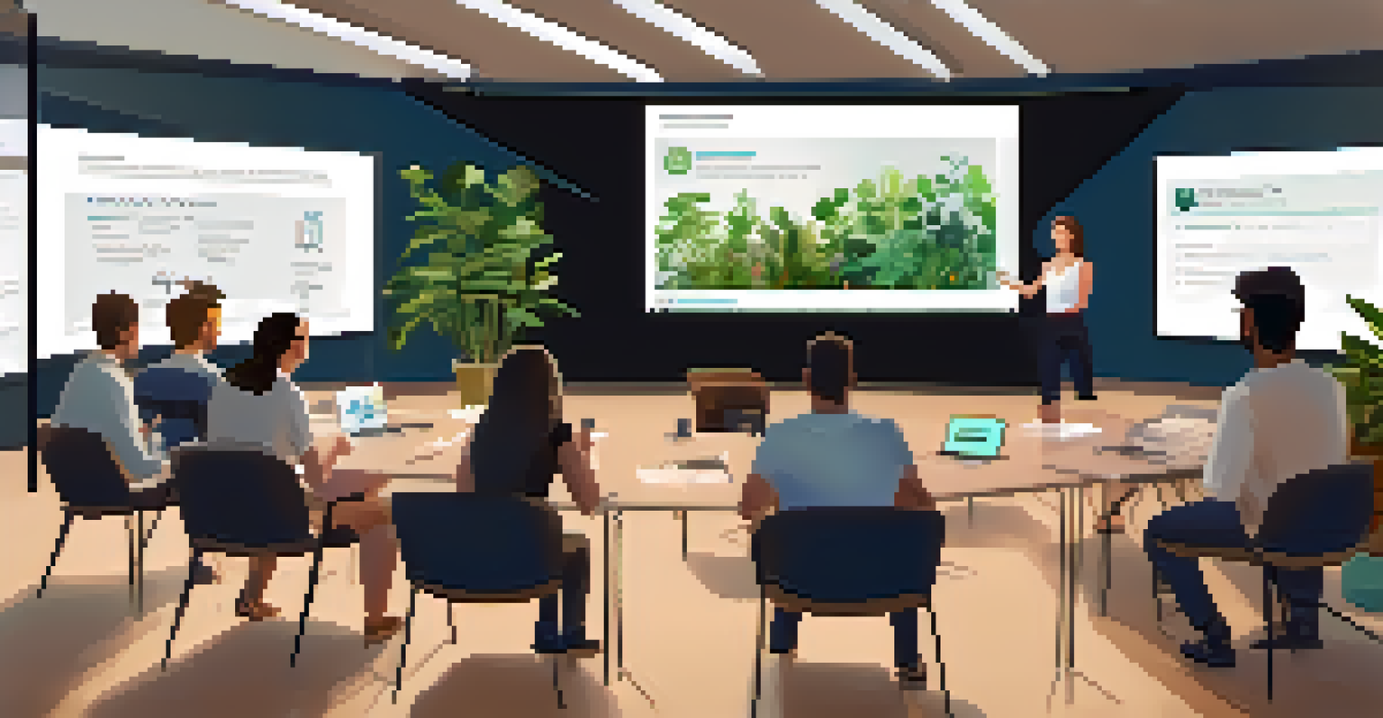 A virtual training session with a facilitator and engaged remote participants on screen, emphasizing modern learning.