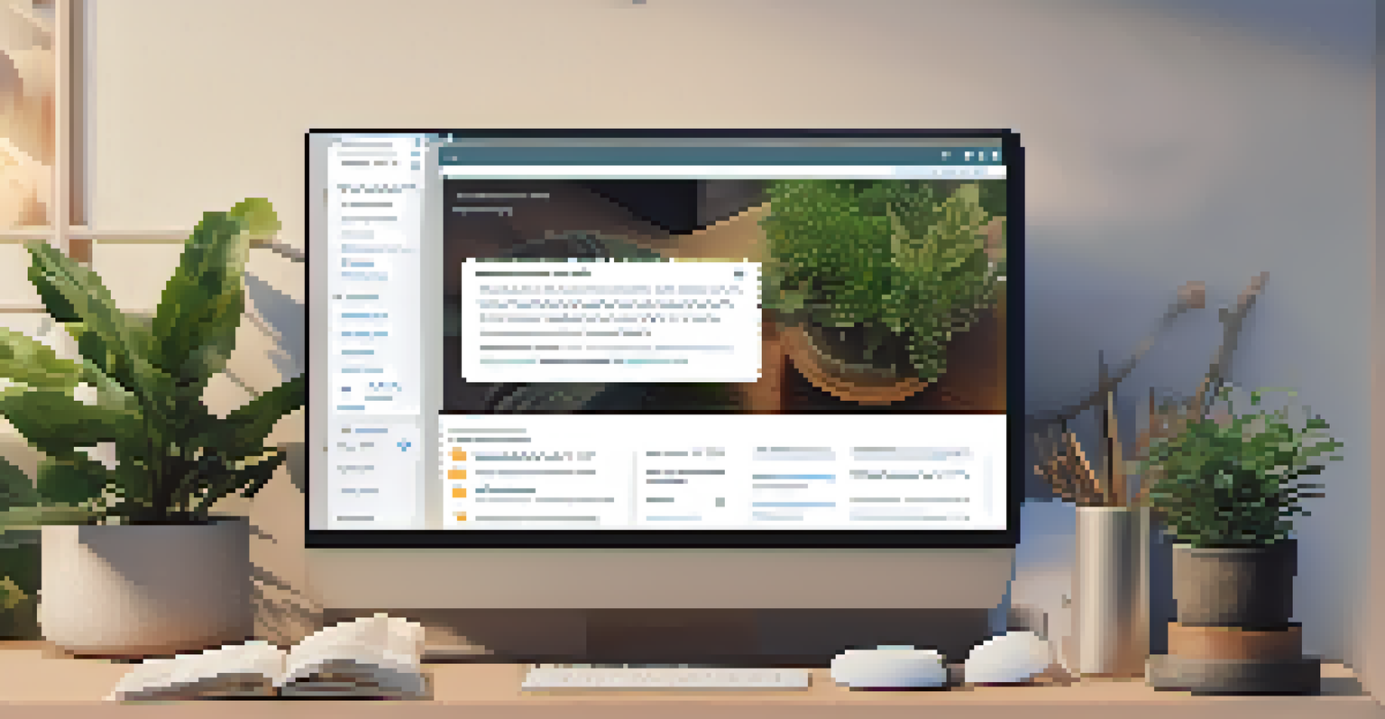 A computer screen displaying a knowledge base with past incidents and solutions in a cozy workspace.