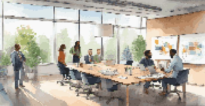 A diverse group of professionals in a modern office discussing cloud licensing models around a conference table.