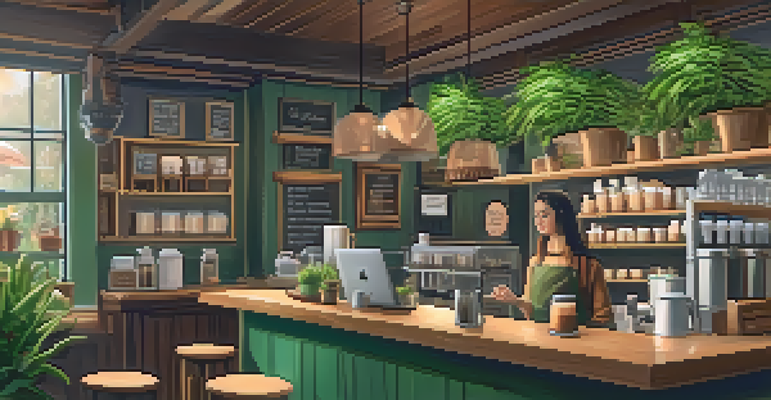 A warm and inviting coffee shop with wooden decor and people enjoying their drinks.