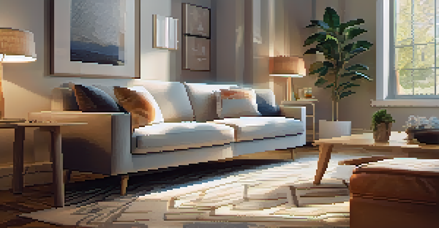 A customer using an AR app to visualize a sofa in their living room.