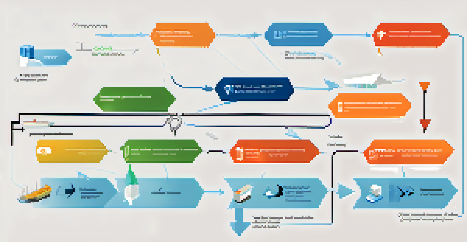 An infographic illustrating the steps of a product moving through a blockchain supply chain, with clear labels and vibrant colors.