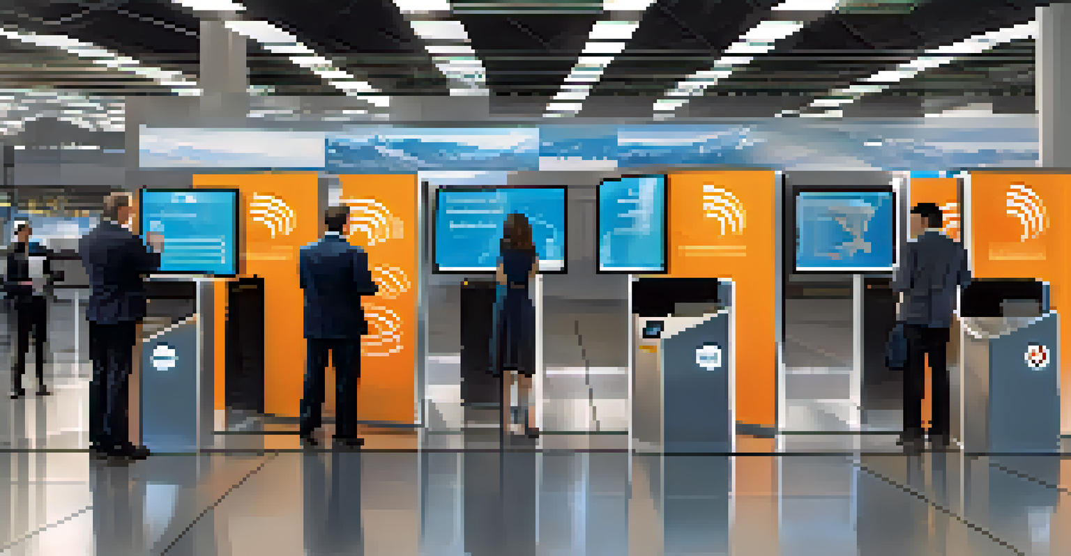A digital passport being verified at a modern checkpoint with biometric scanners and digital displays.