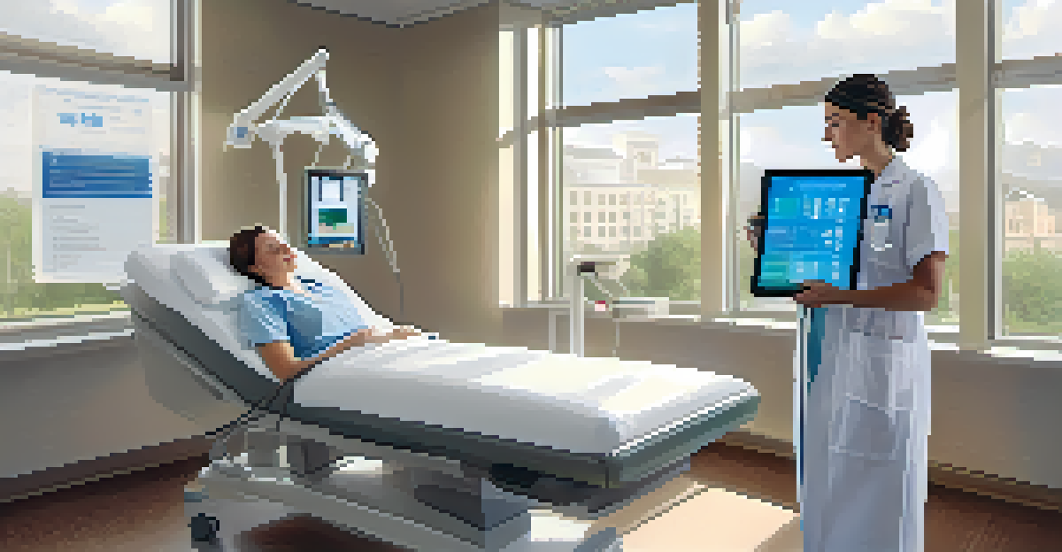 A nurse using facial recognition technology on a tablet in a healthcare environment, emphasizing patient security.