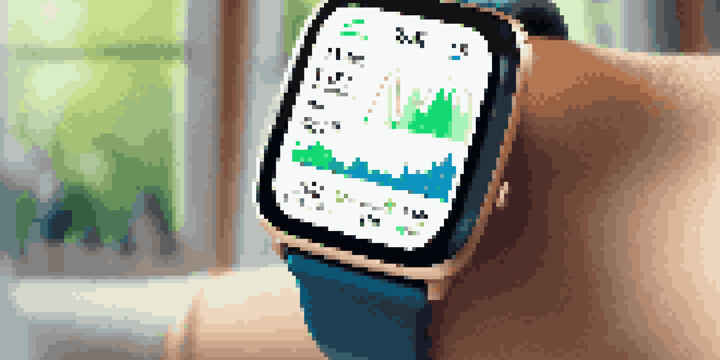A close-up view of a smartwatch showing health metrics like heart rate and ECG readings in a cozy home setting with warm light.