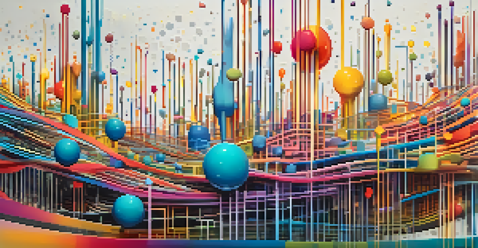 An abstract illustration of a machine learning algorithm transforming colorful data points into structured information.