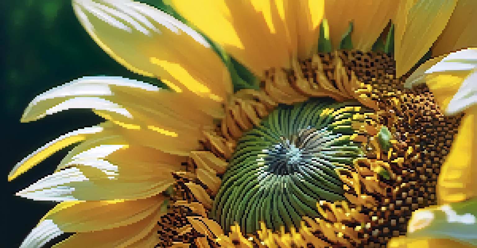 A close-up of a vibrant sunflower with detailed petals and a rich brown center against a blurred background.