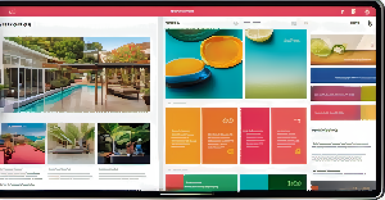 A tablet displaying a colorful website mockup, featuring a user-friendly layout with navigation, images, and text, emphasizing usability and design.
