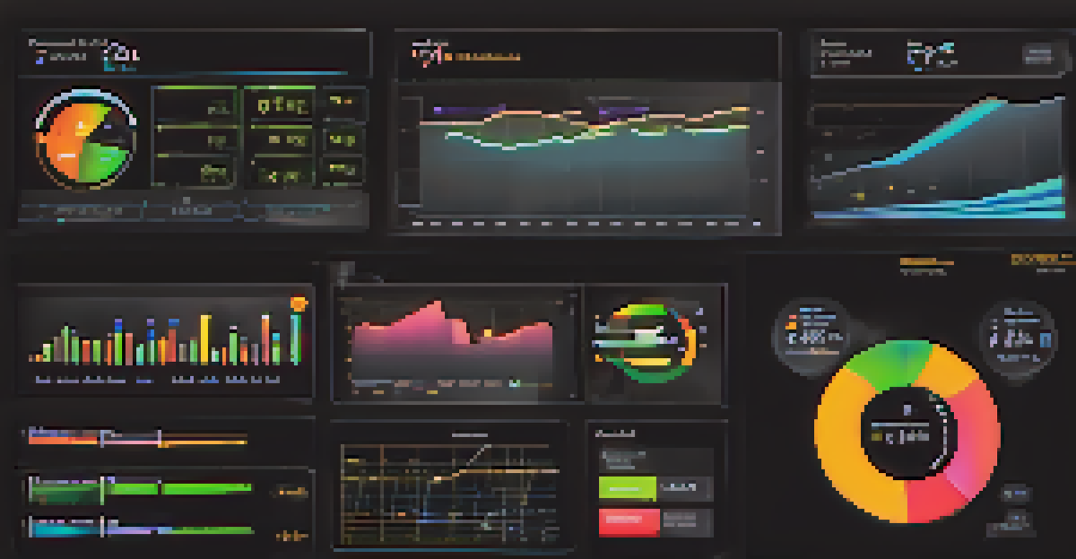 A close-up view of a digital dashboard with colorful graphs and charts, showing performance metrics.