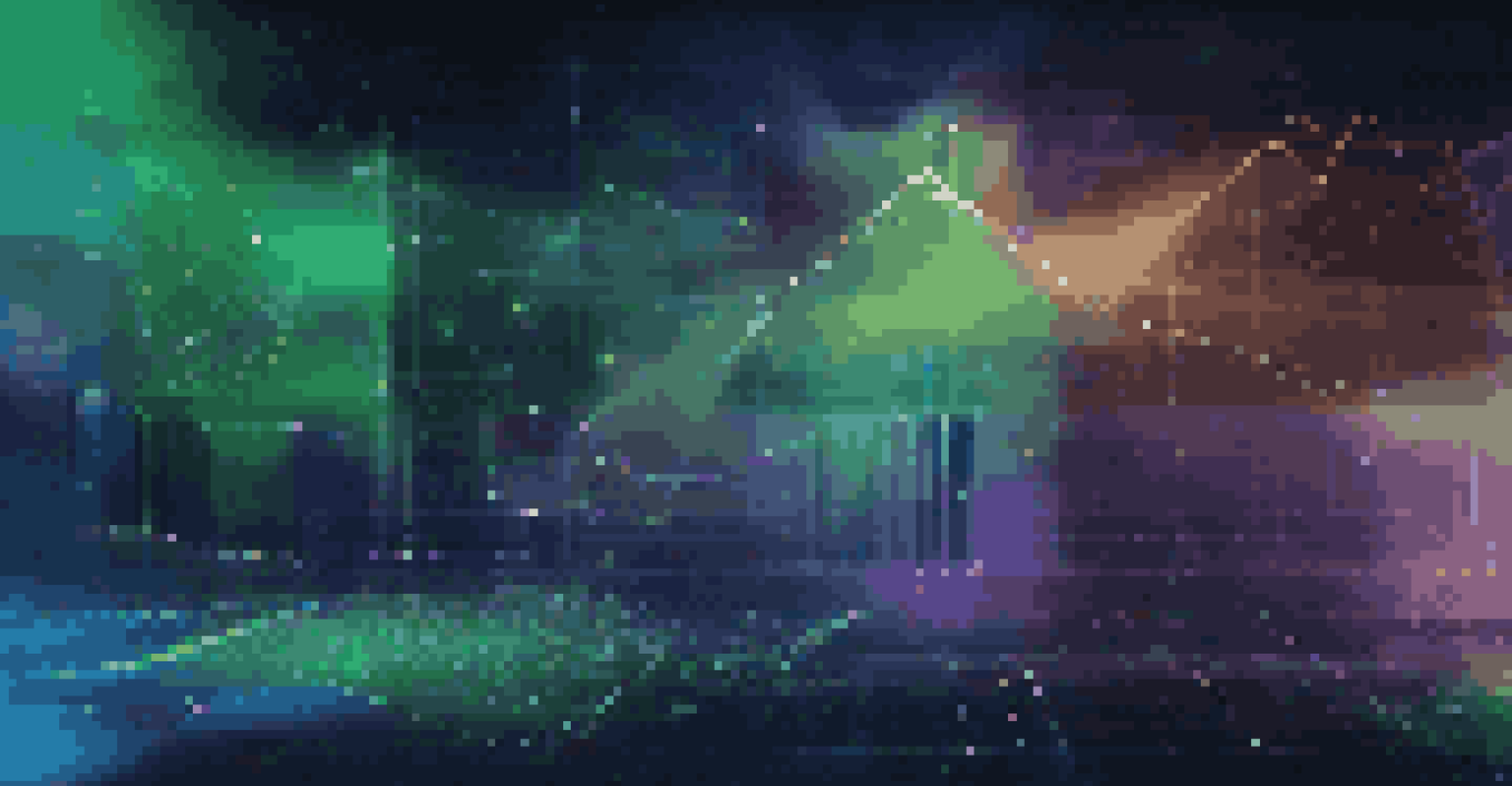 An abstract digital display of predictive analytics with colorful graphs and data points.