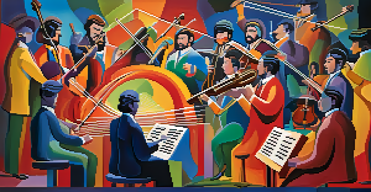 An abstract image of a conductor leading an orchestra, symbolizing APIs connecting different services.