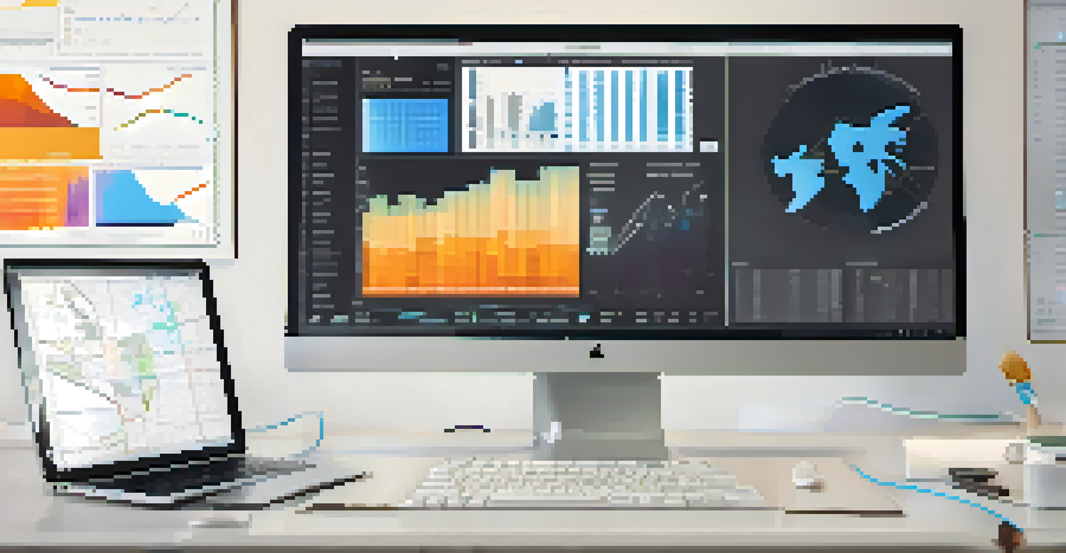 A close-up of a computer screen showing an interactive data visualization tool, with a hand navigating through various charts and graphs.