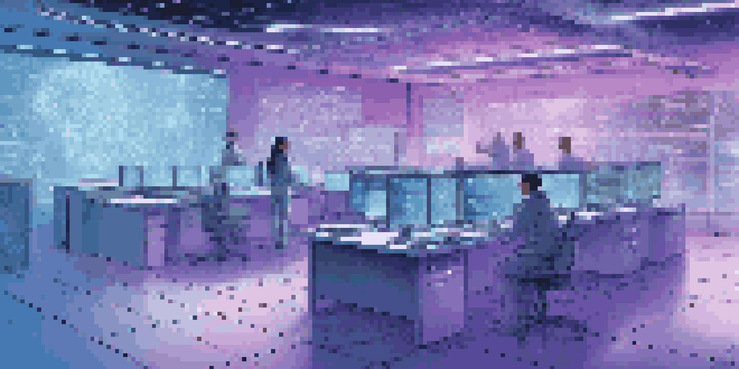 A modern laboratory filled with advanced quantum computers and holographic displays illustrating quantum cryptography concepts.