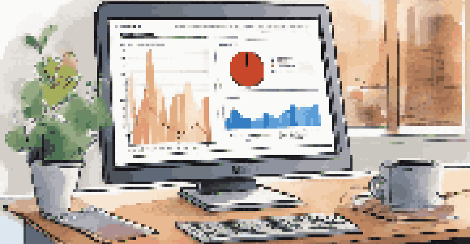 A computer screen showing user feedback analytics with graphs and charts in a modern office.