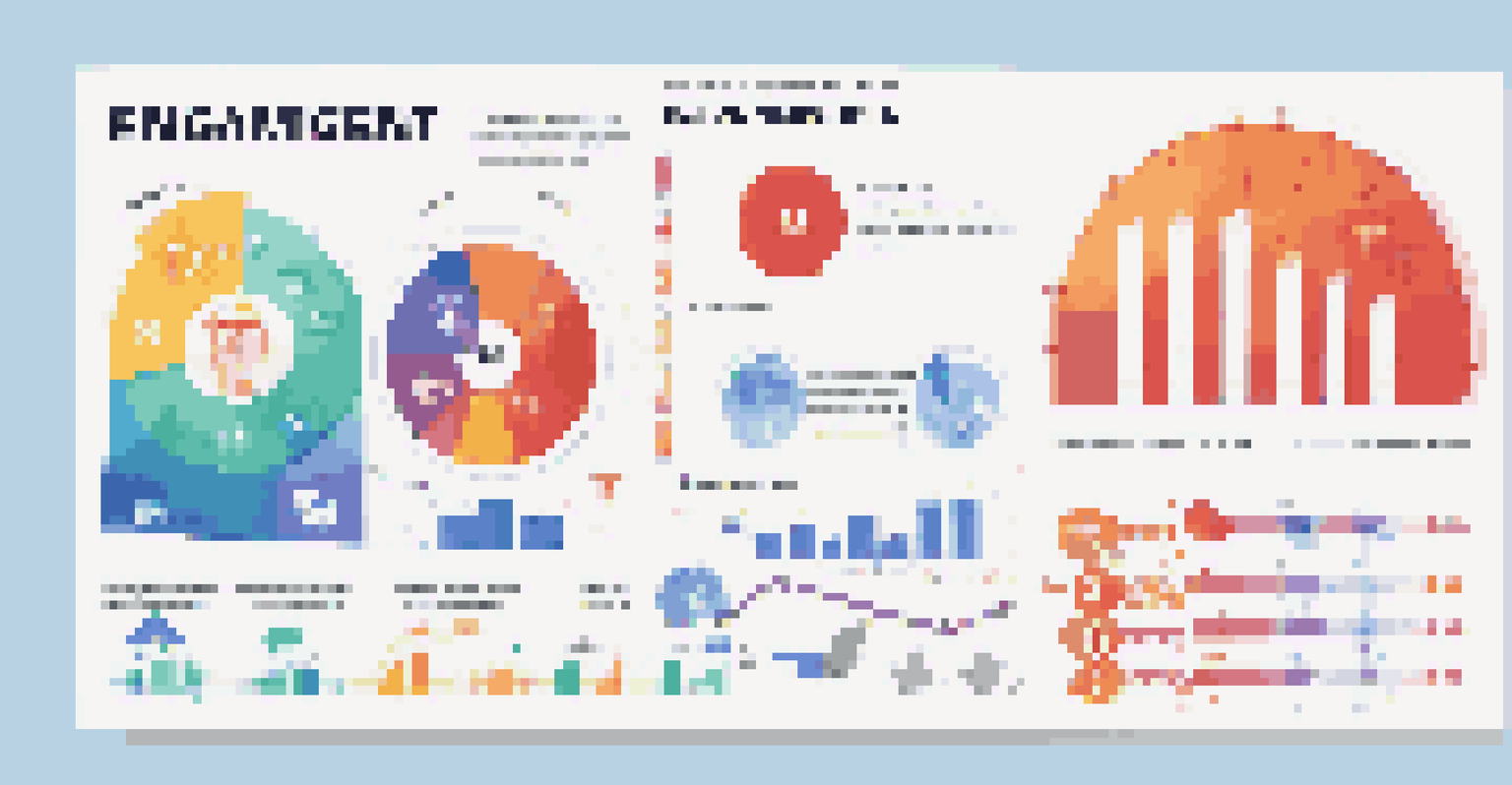 An infographic showing social media KPIs with colorful graphs and icons representing different metrics.