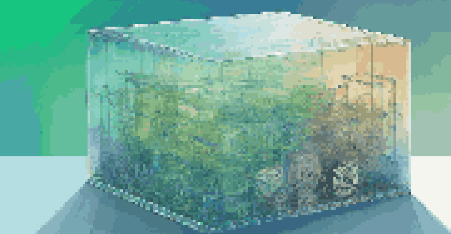 An artistic representation of transparency in open source software, depicted as a glass box filled with colorful code snippets and gears against a digital landscape.