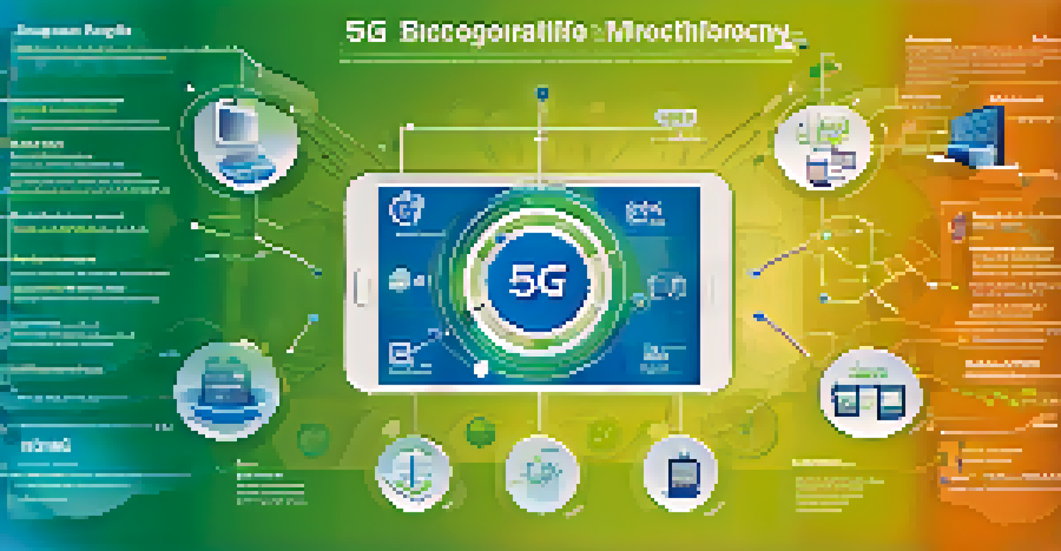 An infographic illustrating the benefits of 5G technology in healthcare, featuring icons and text on a gradient background.