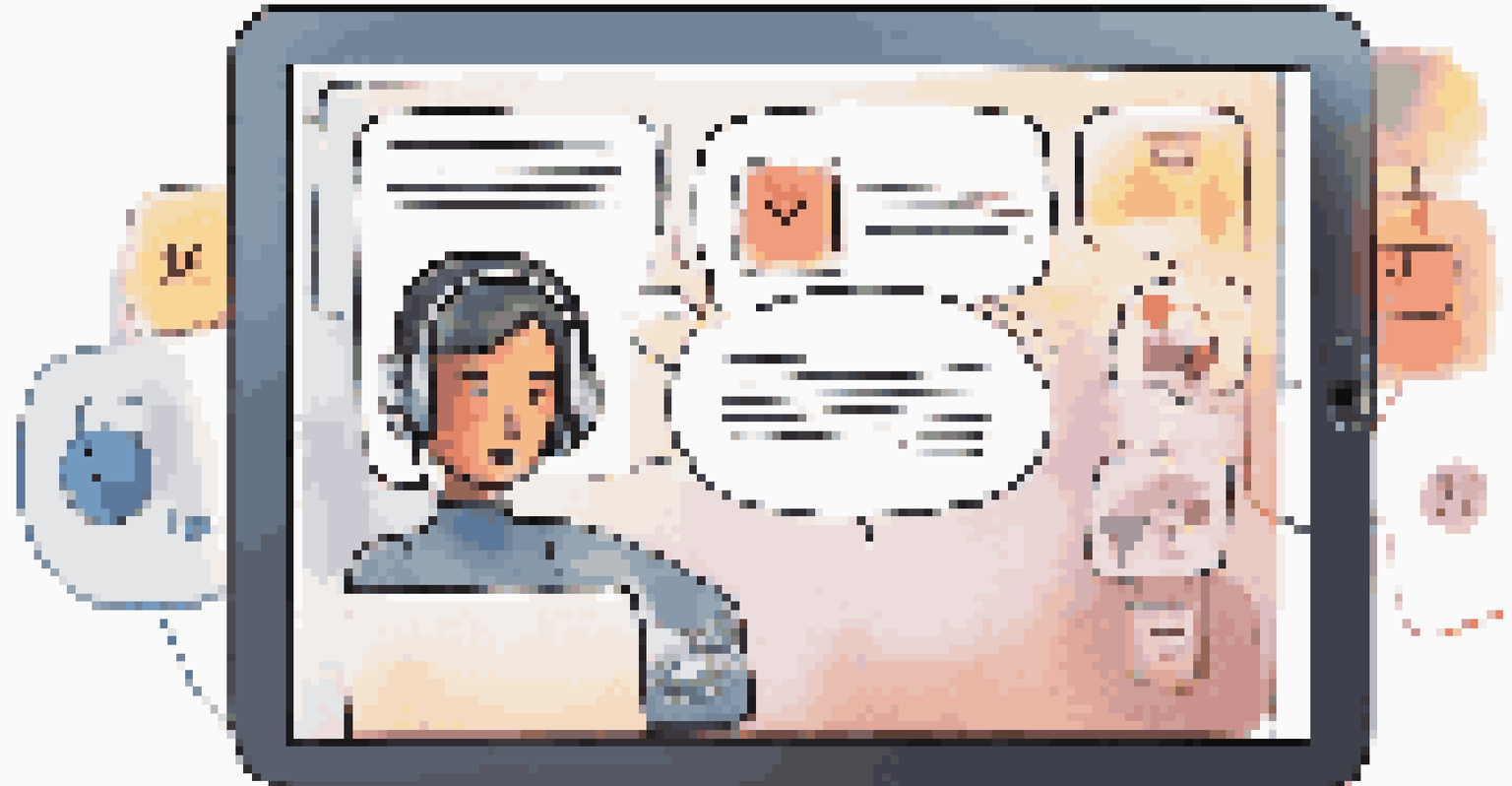 A tablet displaying a chatbot interface with customer inquiries and friendly automated responses.
