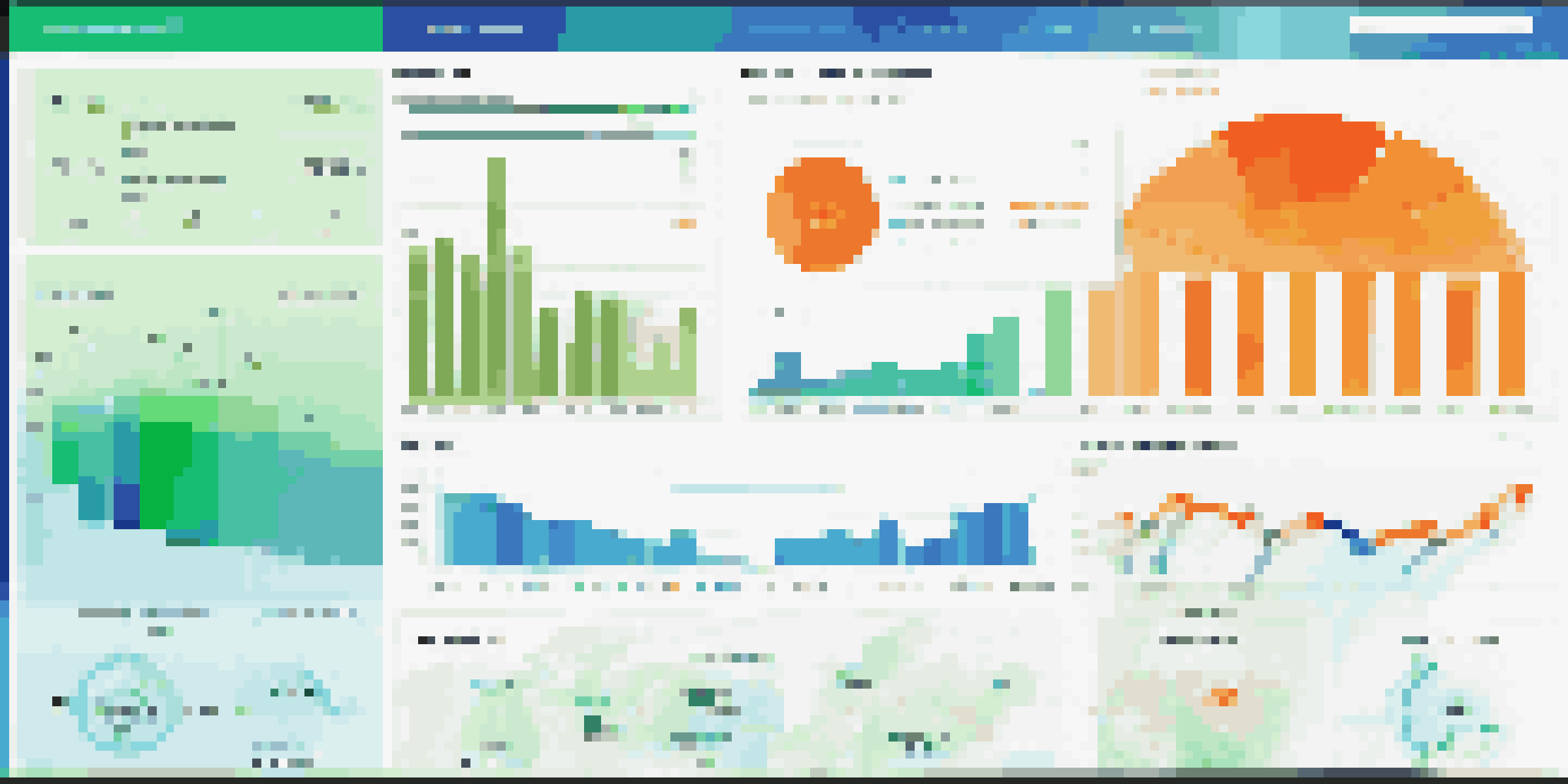 A colorful and modern supply chain visualization dashboard with graphs, charts, and maps.