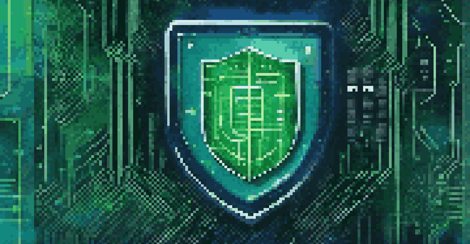 An abstract image showing a shield symbol on a circuit board, representing digital data protection and privacy.