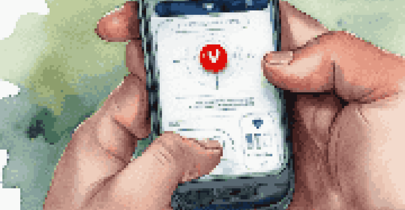 A smartphone displaying an emergency app with one-touch dialing and location tracking features, highlighting accessibility for disabled users.