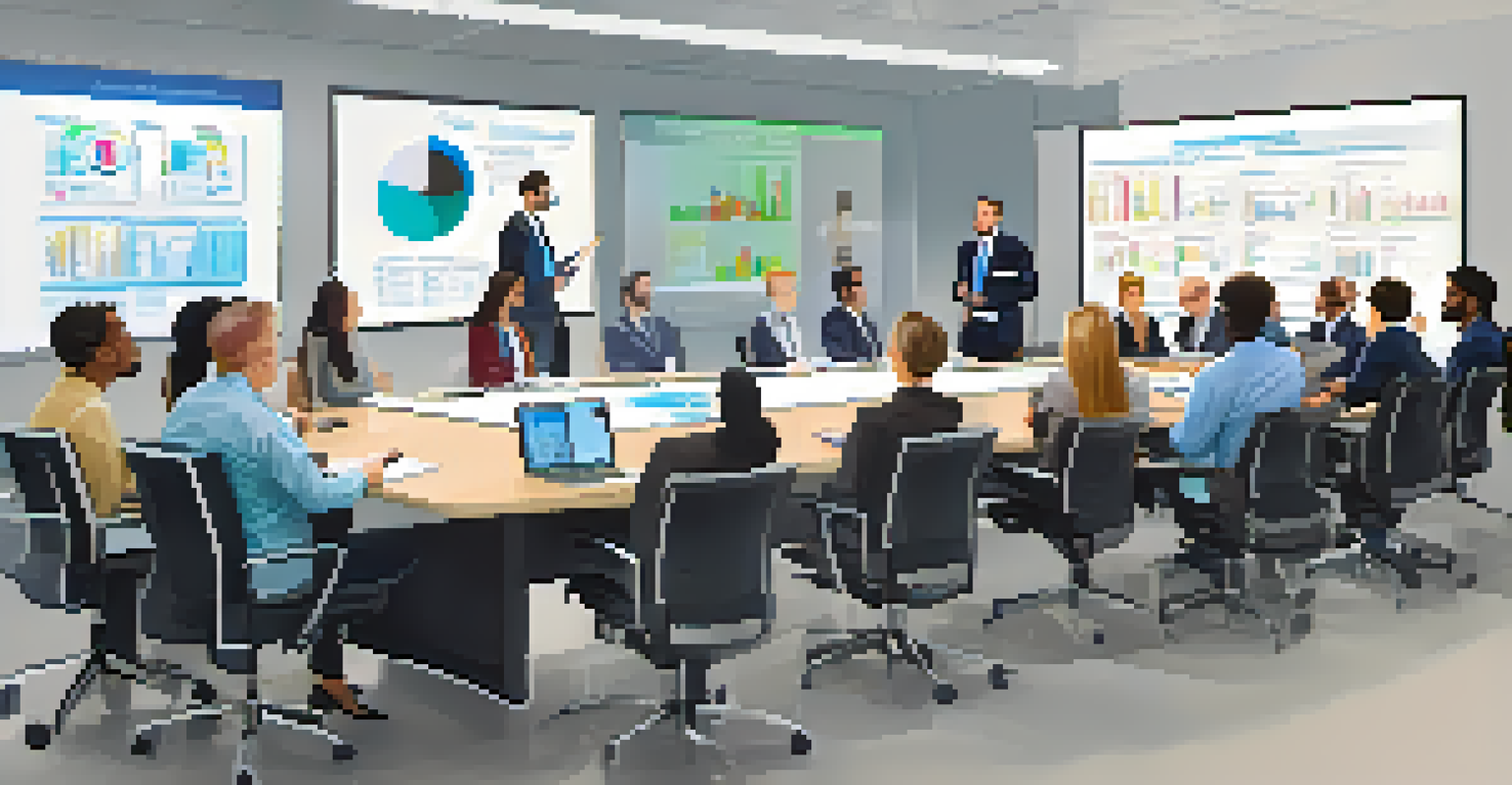 A diverse group of employees attending a training session on RPA security in a bright conference room.