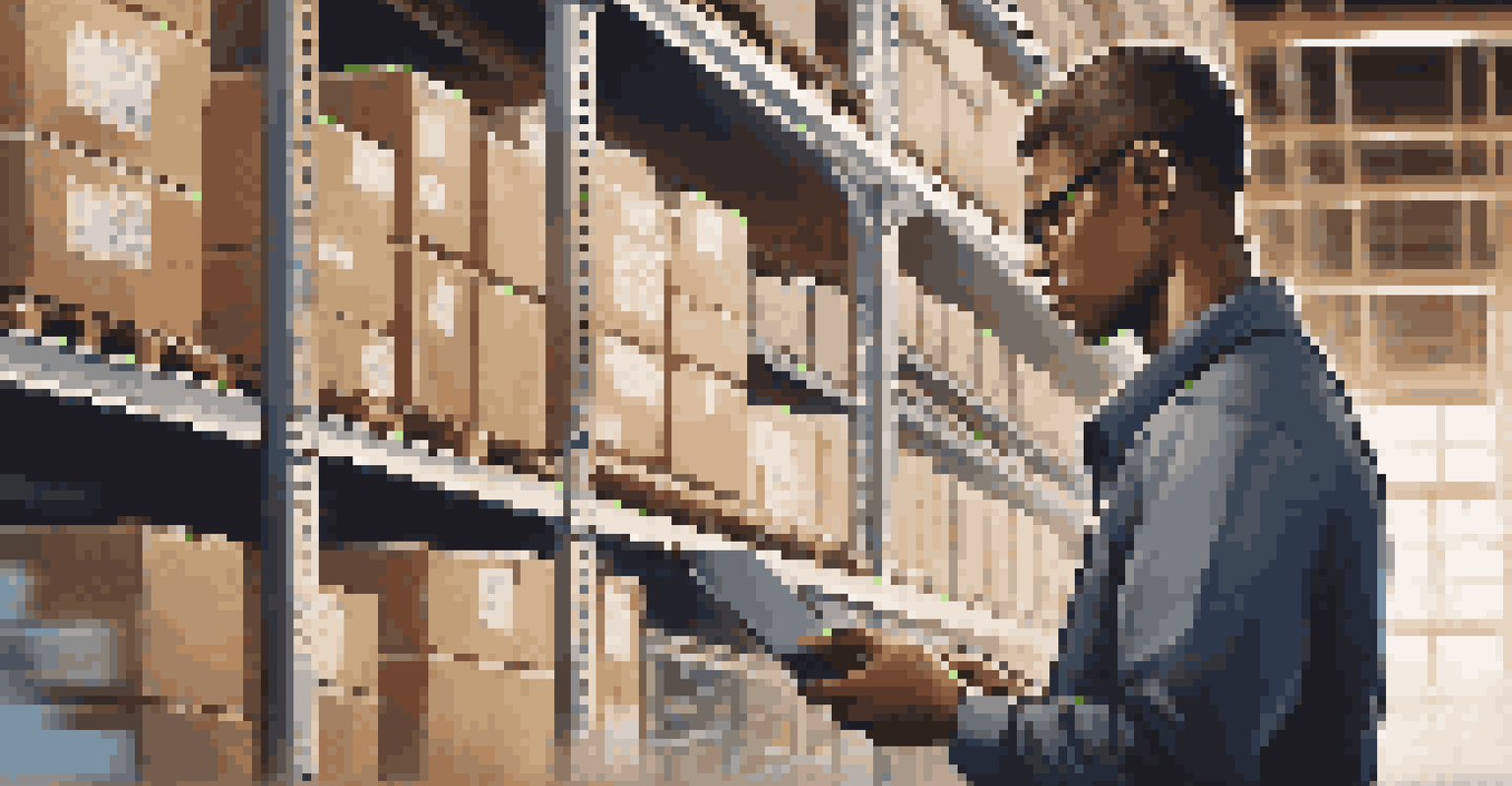 A logistics professional tracking shipments on a tablet in a busy warehouse.