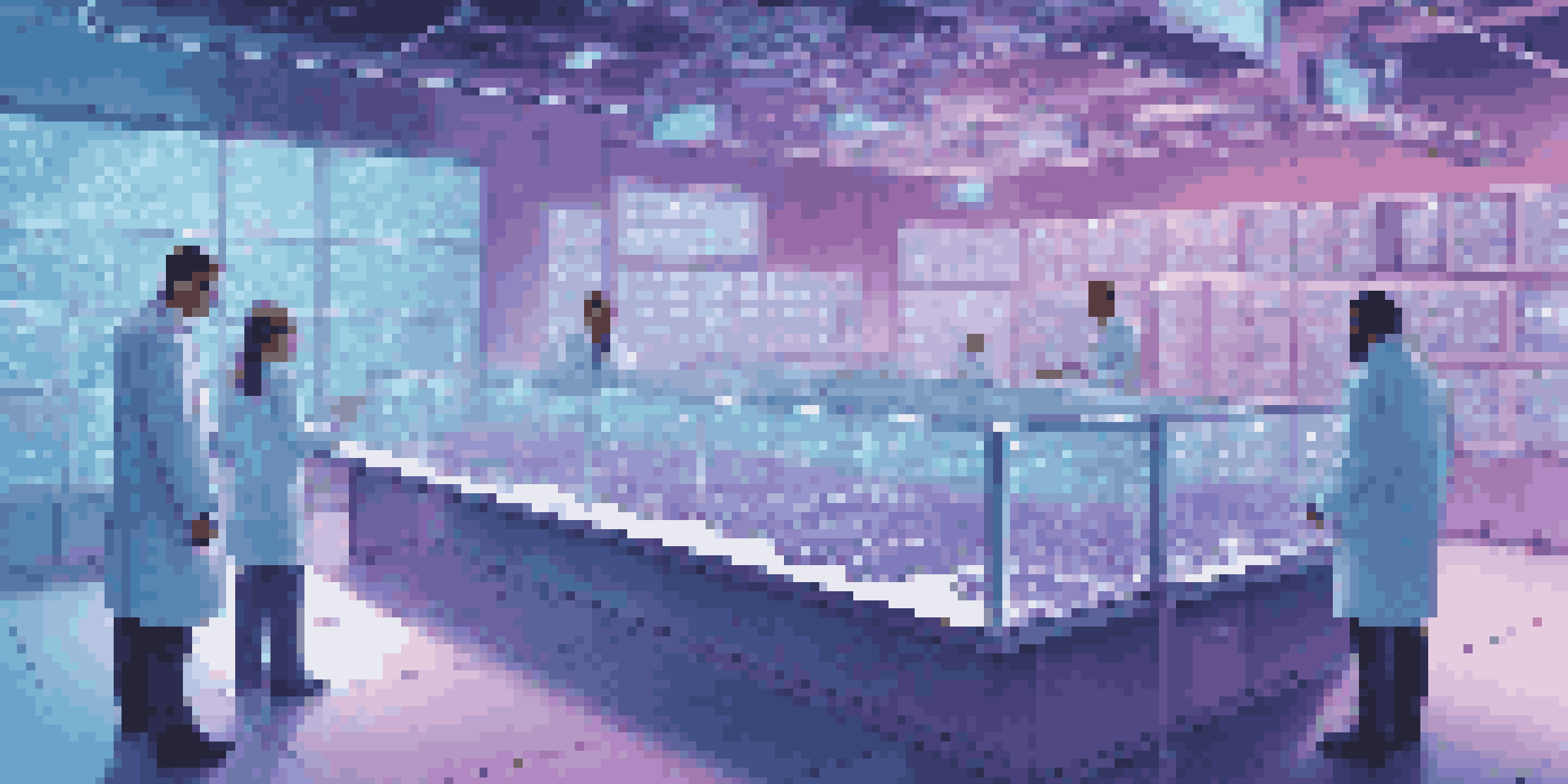 A high-tech laboratory with glowing qubits and researchers analyzing data on holographic displays.