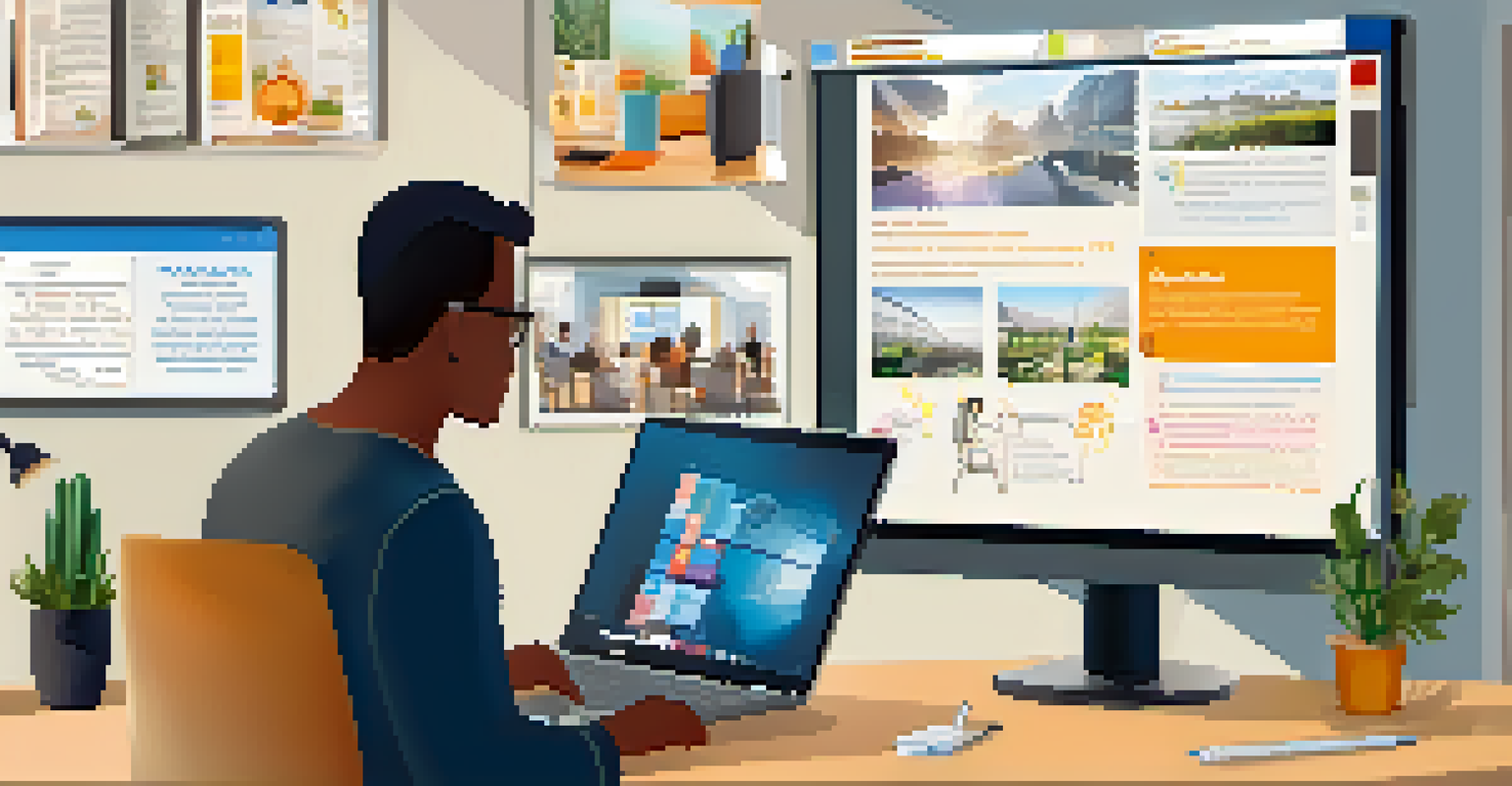 An employee participating in an online training session at a cozy workspace, with educational materials visible on the laptop screen.