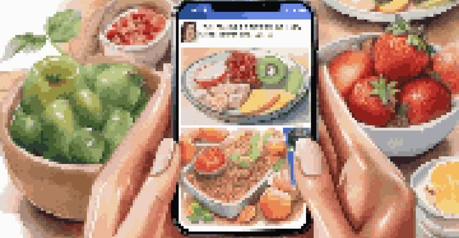 A smartphone displaying a live video session on nutrition tips, with a cozy home setting in the background and viewer comments visible.