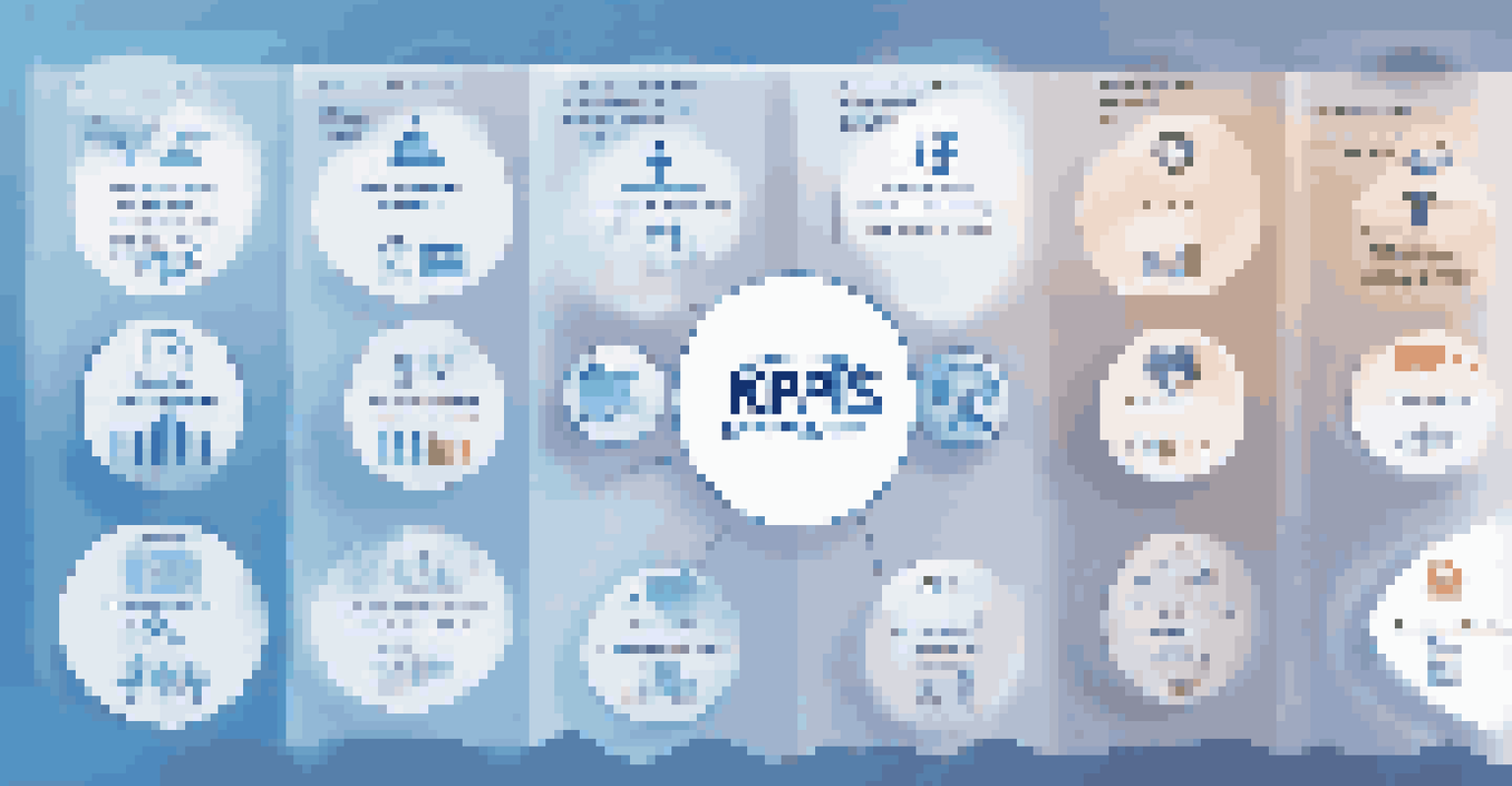 An infographic showcasing key performance indicators (KPIs) in a professional corporate setting, featuring icons and text overlays.