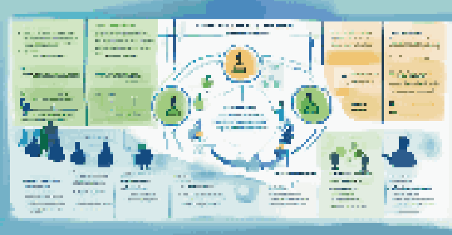 An infographic showing the structure of an effective retrospective meeting, with colorful sections and icons representing success, improvements, and actionable insights.