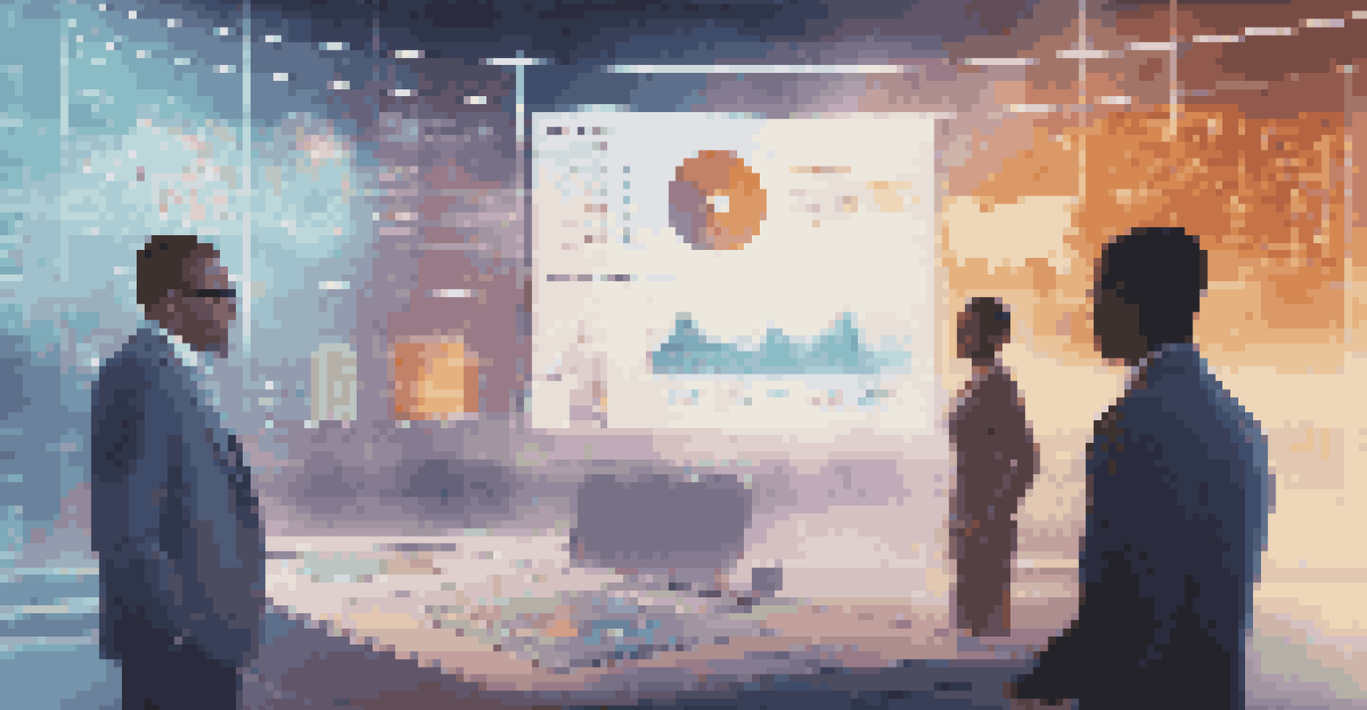 A futuristic holographic display analyzing data related to microfinance and artificial intelligence.