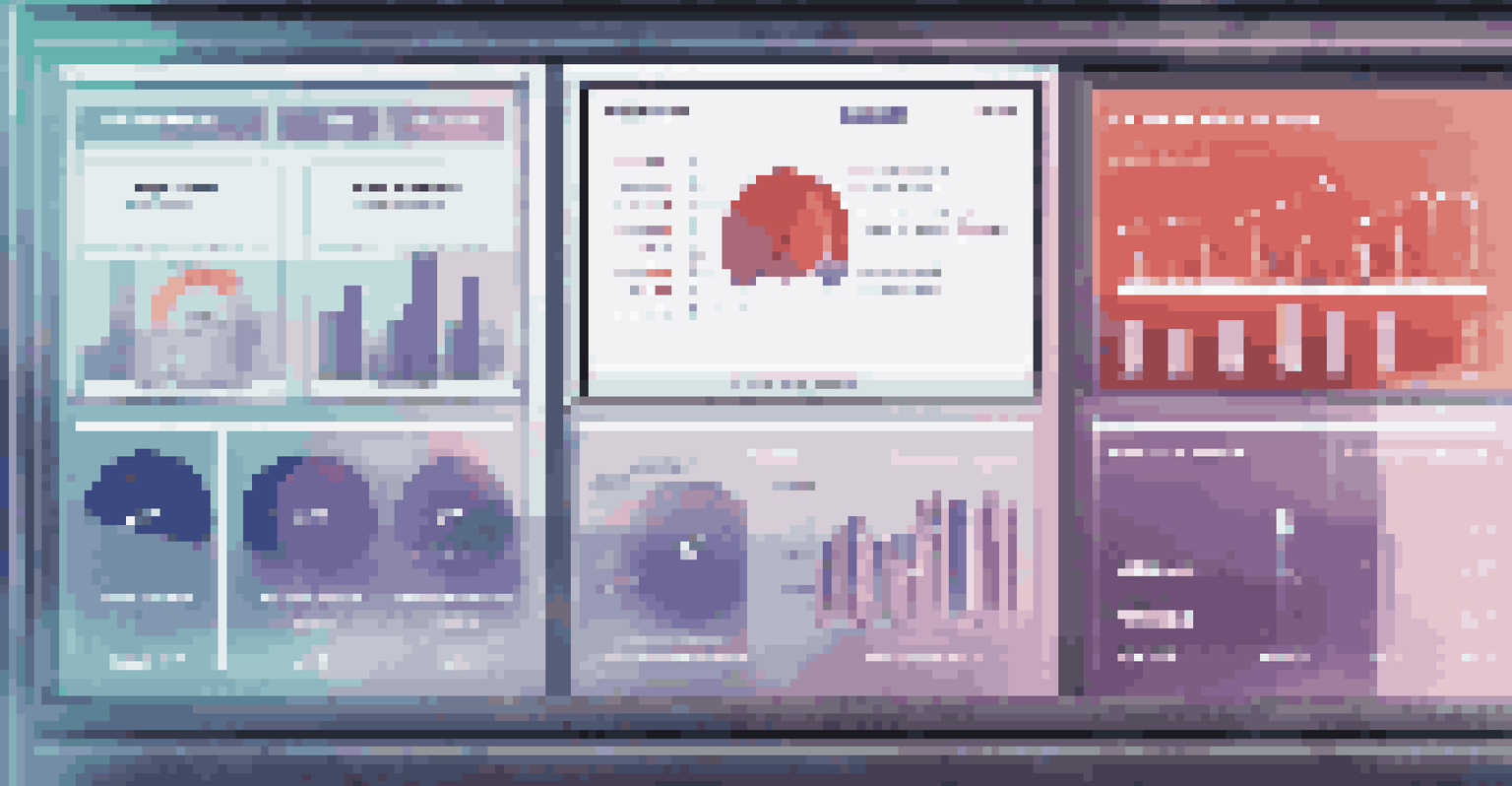 A digital dashboard displaying predictive maintenance analytics with graphs and alerts, set against a blurred factory background.