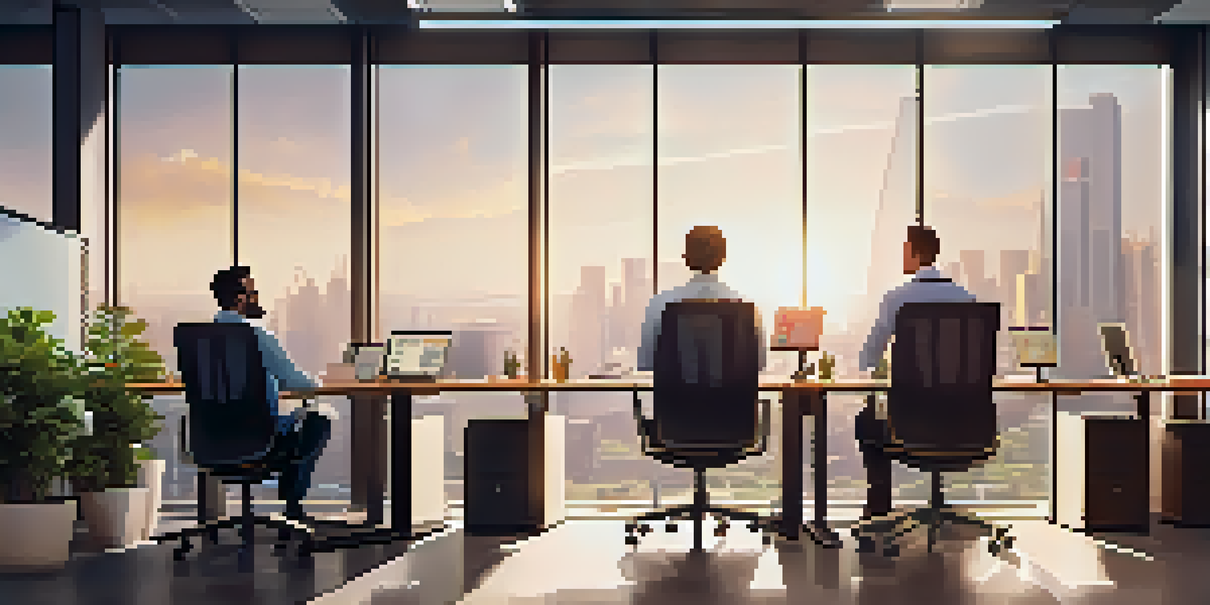 A diverse team of IT professionals working in a modern service desk environment, assisting customers and analyzing data.