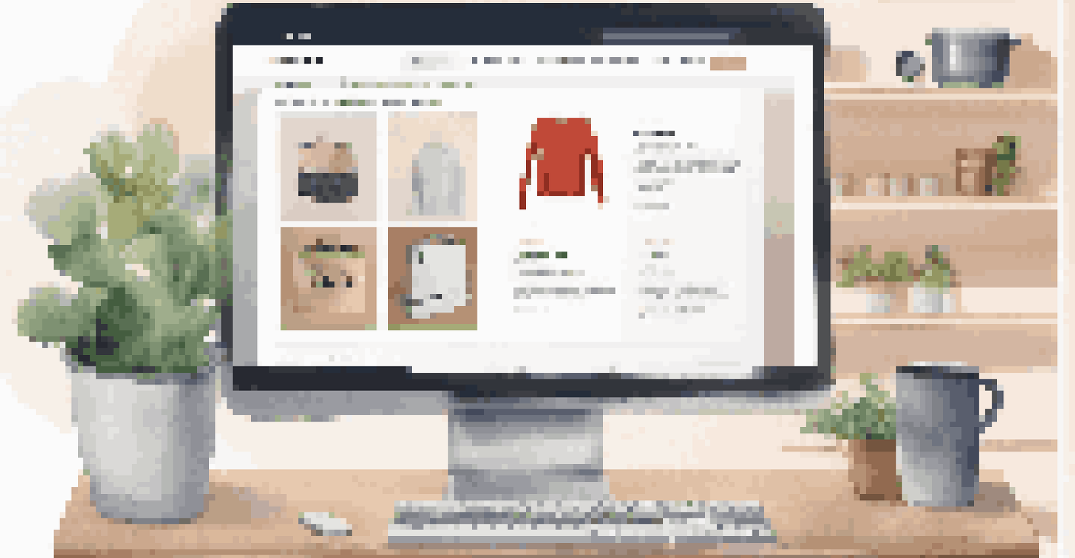 A detailed view of a computer screen showing an accessible eCommerce website, highlighting features like clear labels and high-contrast colors.