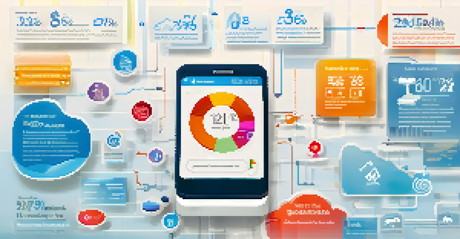 An infographic showcasing the growth of voice search technology with colorful graphs and icons.