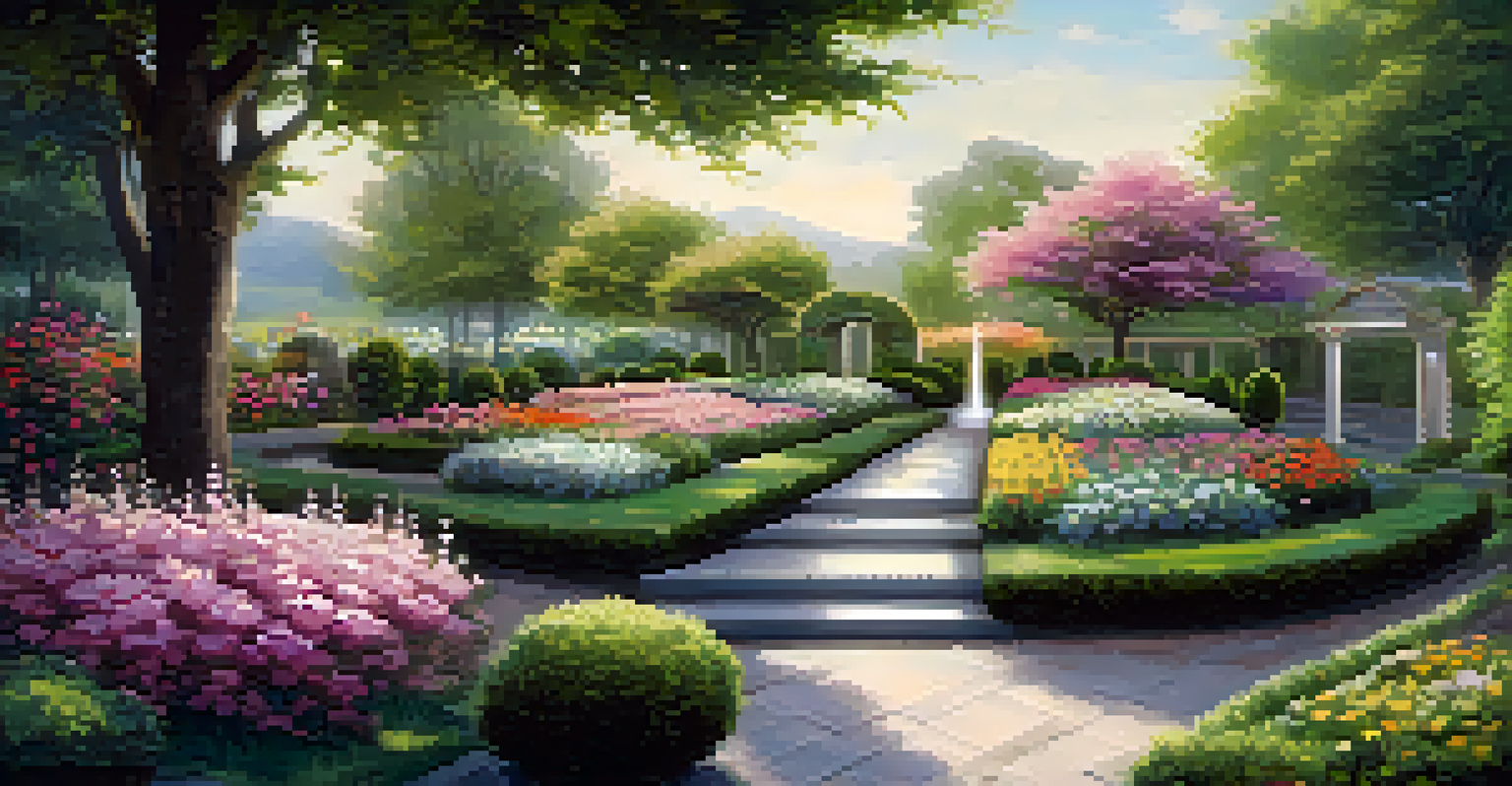A beautiful garden with blooming flowers and a sign reading 'Continuous Improvement', symbolizing growth and care in data governance.