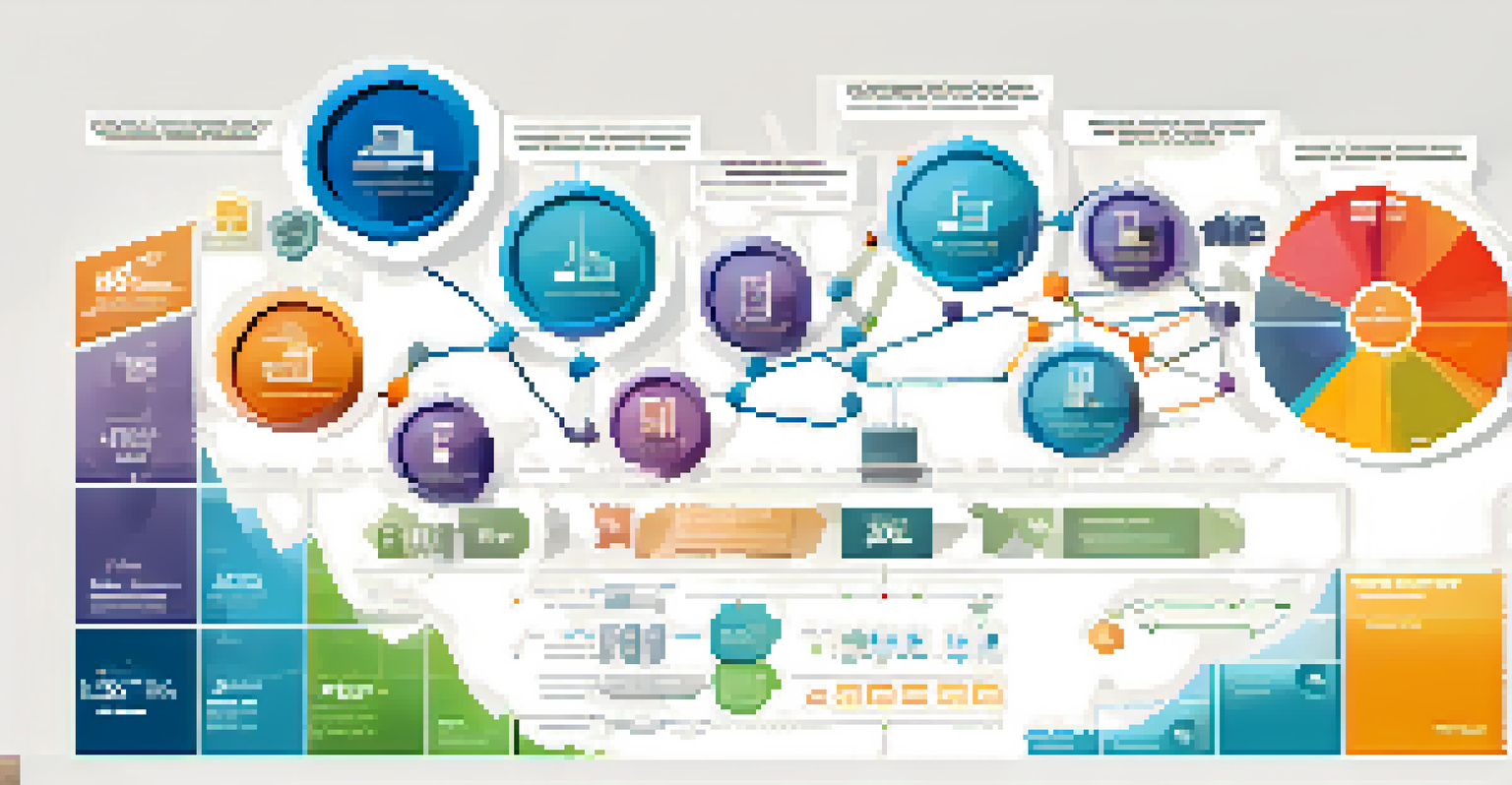 An infographic illustration displaying common KPIs in digital supply chains with colorful icons and a clean white background.