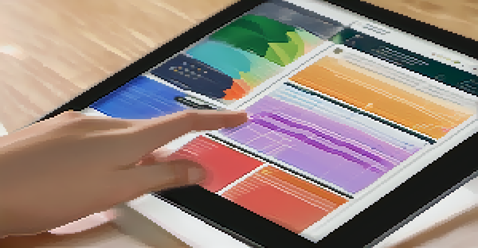 A close-up of a student using a tablet with an AI learning app, showcasing colorful graphs and personalized content.
