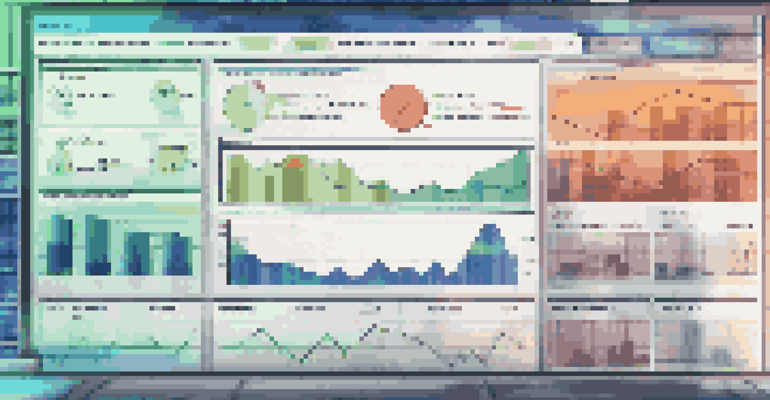 A digital dashboard showing supply chain data with graphs and charts in a blurred warehouse background.