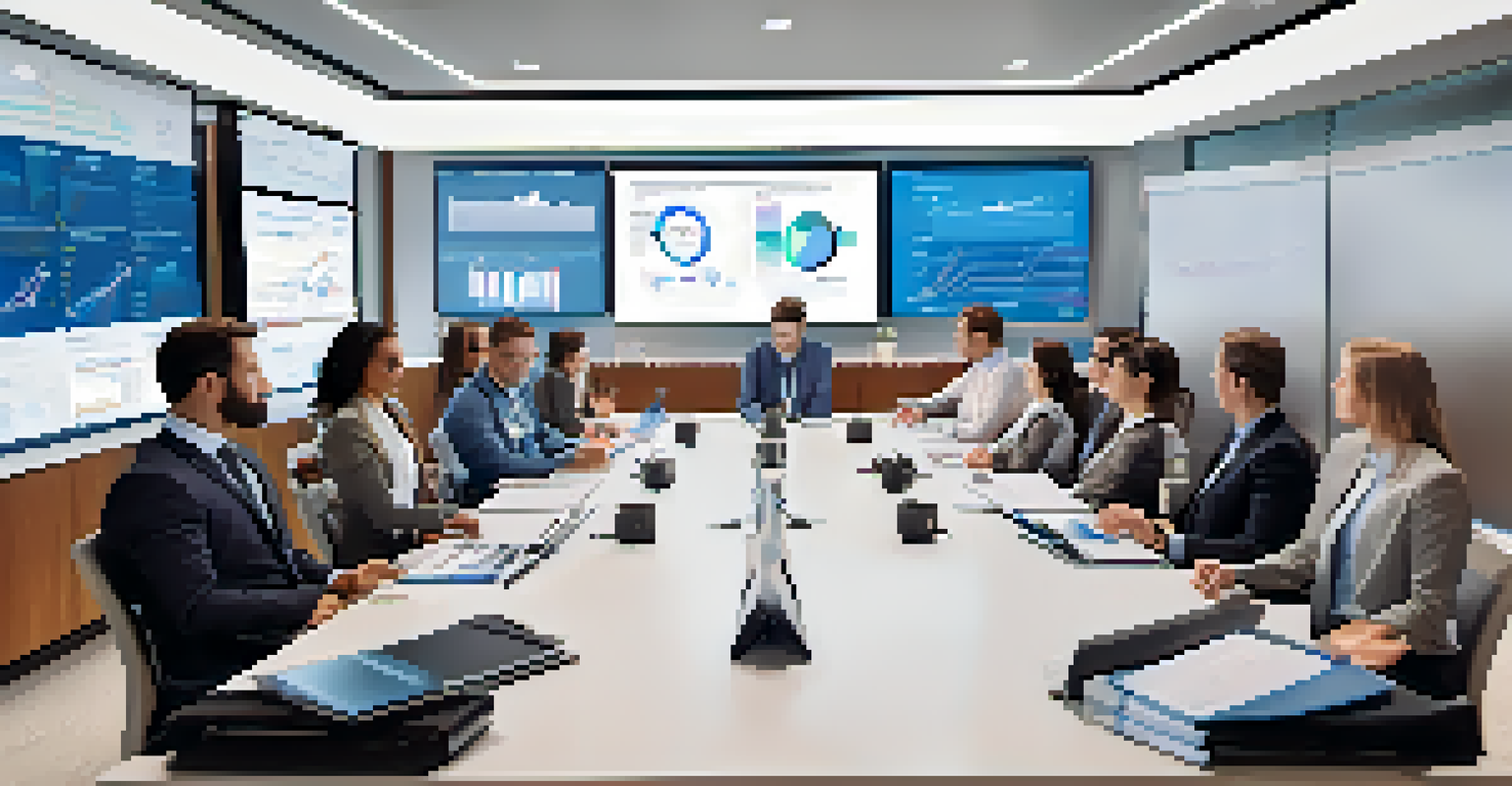 A diverse team of professionals collaborating on remote monitoring integration strategies in a modern conference room.