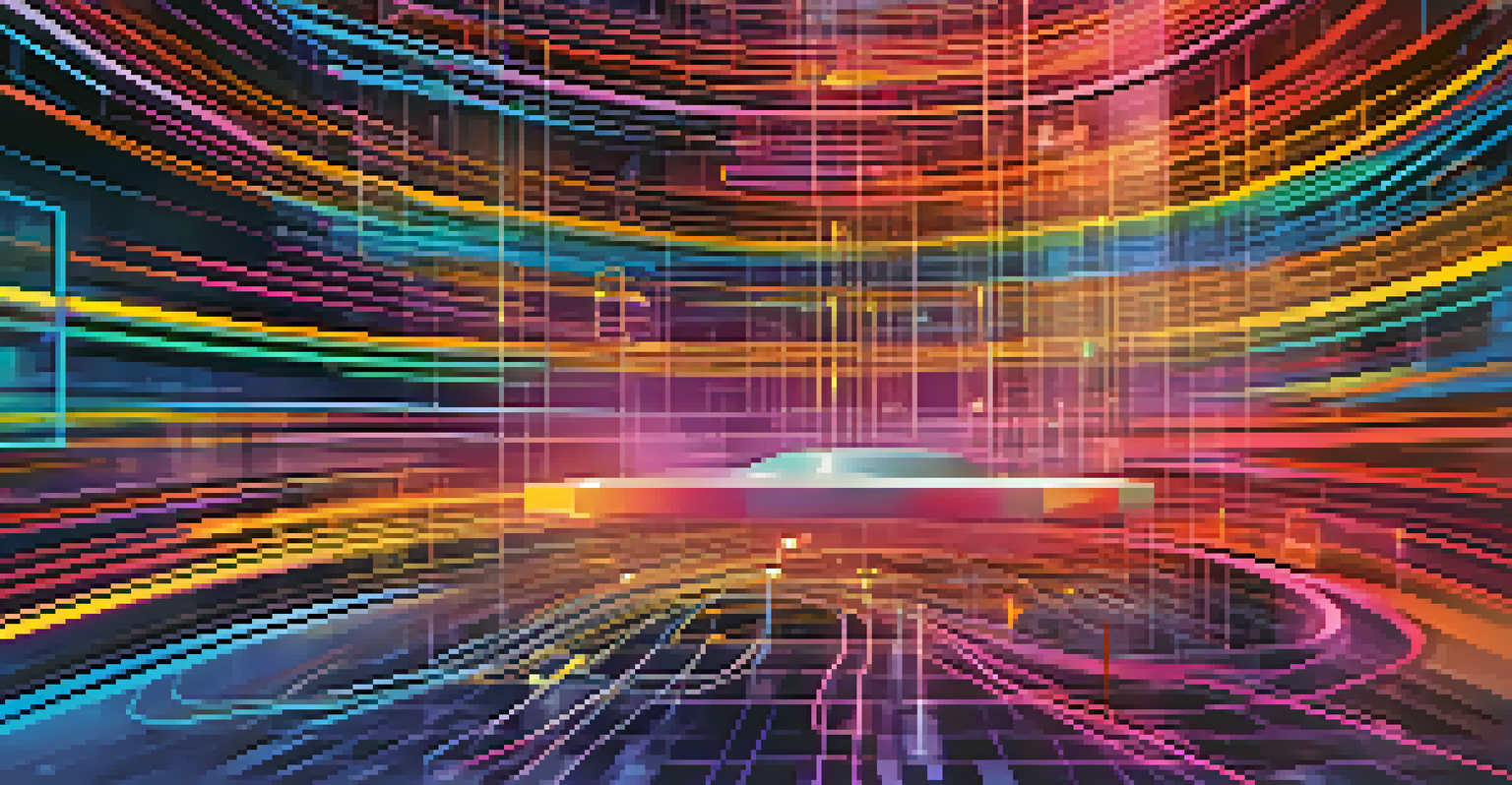 An artistic depiction of a remote control interface managing a digital network, showcasing the concept of Software-Defined Networking.