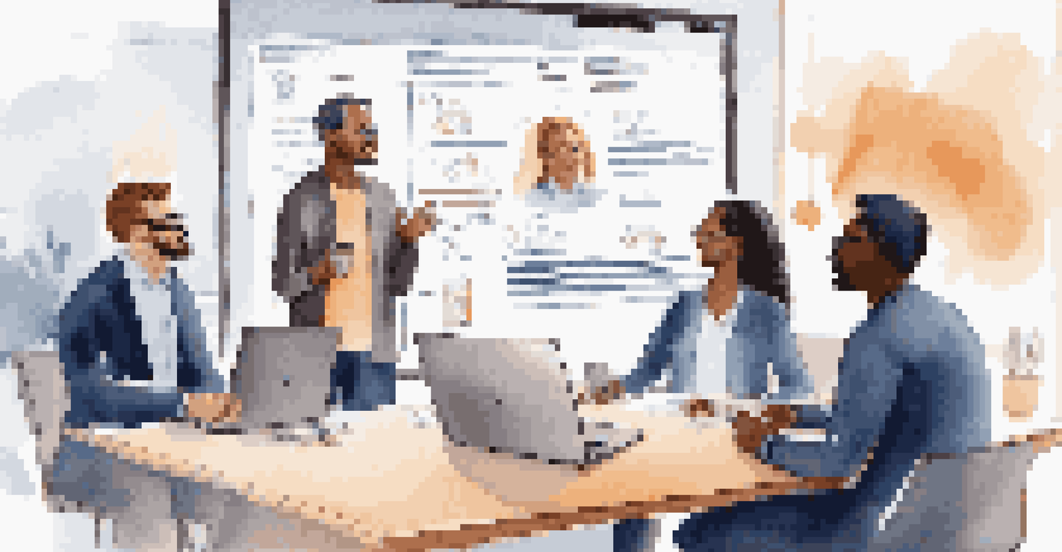 A group of diverse professionals engaged in a virtual meeting displayed on a screen.