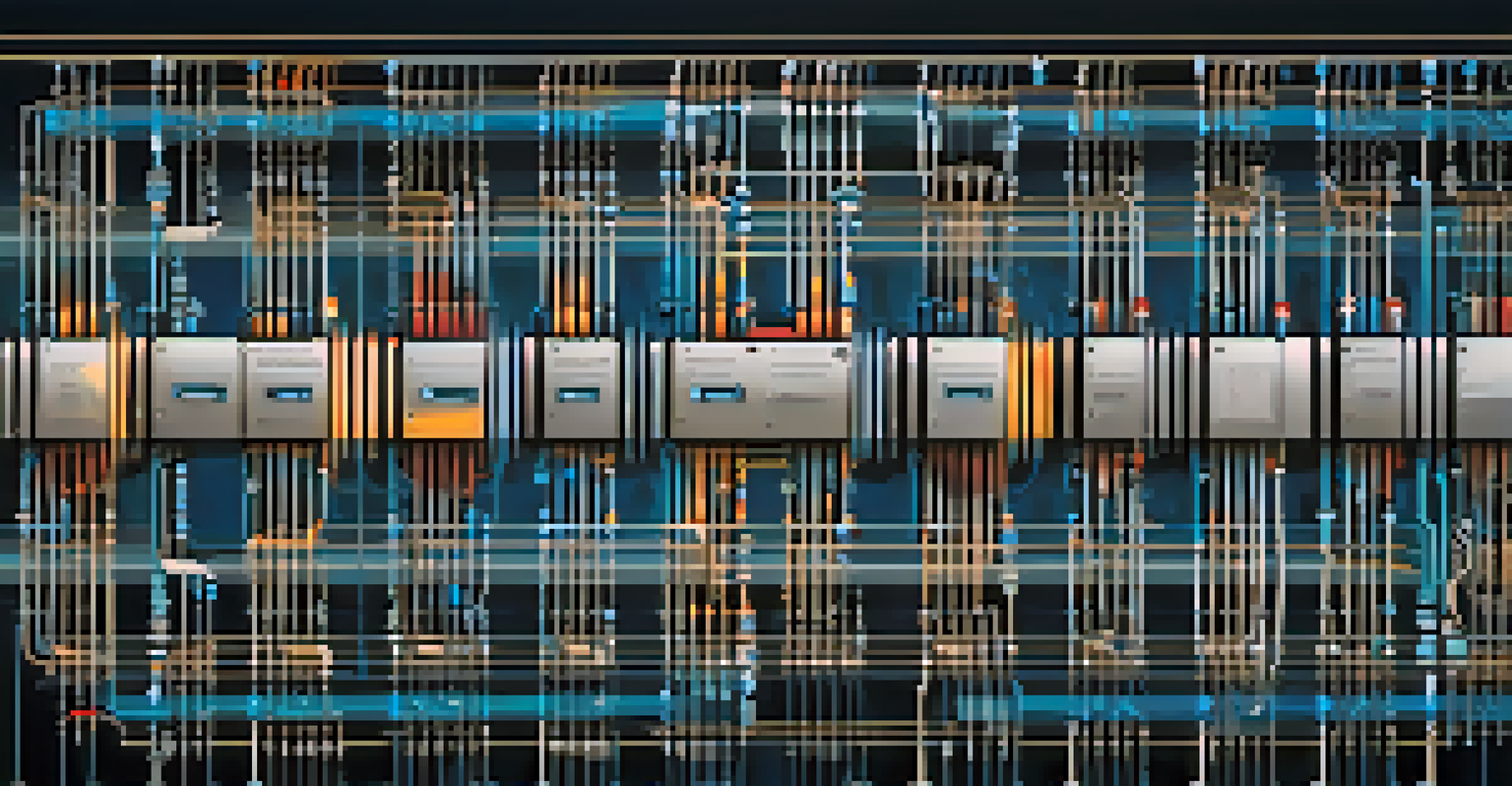 An abstract representation of the Circuit Breaker Pattern with three states (Closed, Open, Half-Open) illustrated in a circuit design against a blue gradient background.