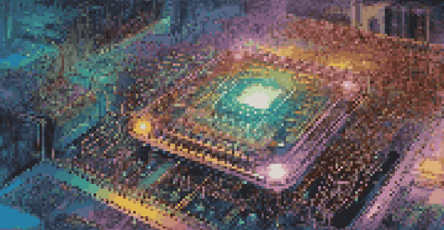 A close-up image of a quantum computer's circuit board with colorful LED lights and intricate details.