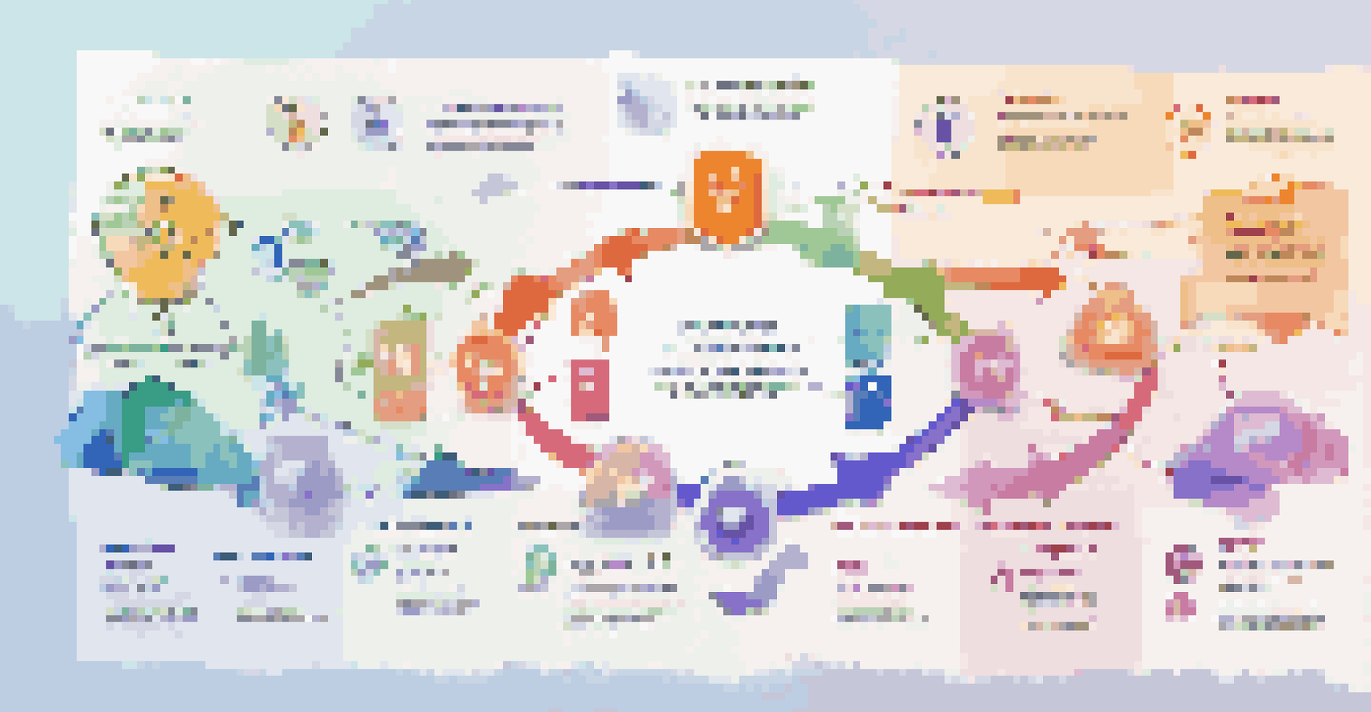 An infographic showing the steps of knowledge management in remote work with vibrant colors and clear icons on a light gradient background.