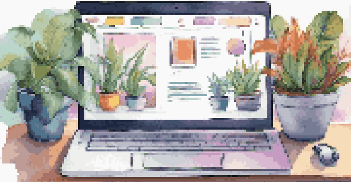 A modern chatbot interface on a laptop in a bright workspace, showcasing user interactions.