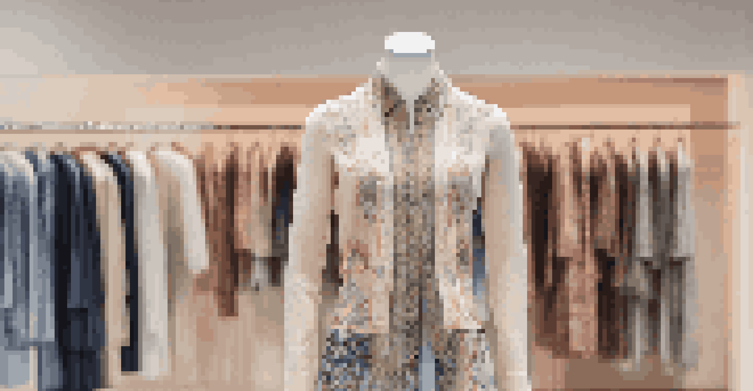 A close-up view of a stylish outfit on a mannequin, emphasizing its sustainable materials and intricate details in a retail store.