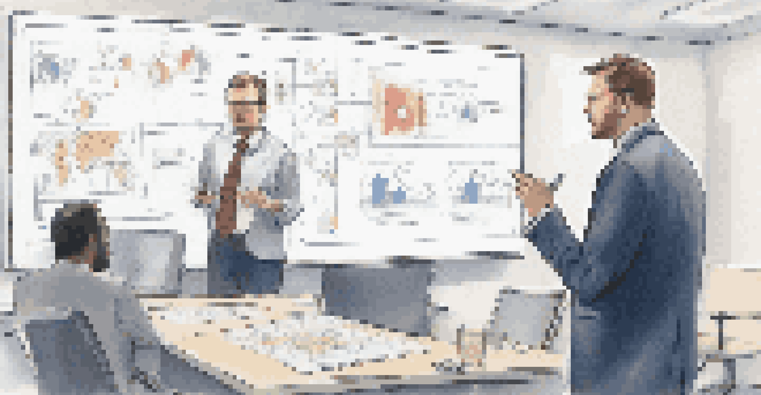 An ITSM candidate presenting a solution to a service outage problem on a whiteboard, with team members observing in a well-lit office environment.